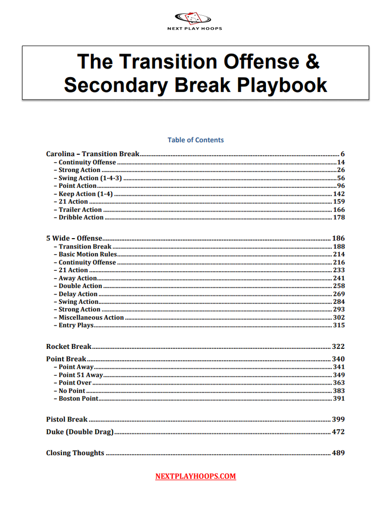 The Secondary Break & Transition Offense Playbook
